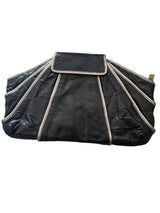 Kooba Black Leather Fan Clutch Bag w/Silver Trim