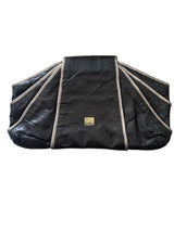 Kooba Black Leather Fan Clutch Bag w/Silver Trim