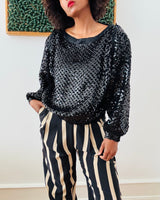 Vintage Pierre Cardin Black Sequin Top