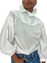 Vintage Byblos White Cotton Smocked Blouse
