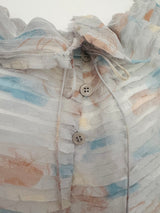 Handmade Vintage Pale Grey Crinkled Silk Off the Shoulder Blouse