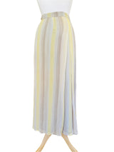 Vintage Silk Striped Maxi Wrap Skirt