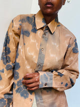 Vintage 70s Italian Tie Dye Camouflage Floral Button Up Shirt