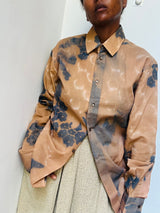 Vintage 70s Italian Tie Dye Camouflage Floral Button Up Shirt