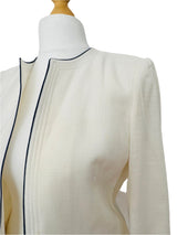 Vintage Louis Feraud White Tailored Blazer w/Navy Trim