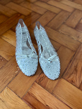Pre-owned Stuart Weitzman Clear Rhinestone Jellystone Ballet Flats