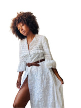 Vintage Embroidered White Dressing Gown w/Lace Trim