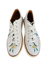 Pre-owned White Bally Sneaker w/Floral Embroidery