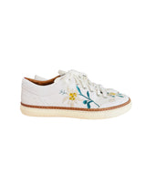 Pre-owned White Bally Sneaker w/Floral Embroidery