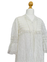 Vintage Embroidered White Dressing Gown w/Lace Trim