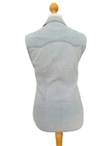 Vintage Lee Light Blue Washed Denim Sleeveless Button Down