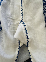 Vintage Embroidered White Gauze Peasant Style Blouse w/Blue Embroidery