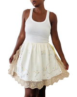 Upcycled Embroidered Cotton Strapless Top/Skirt