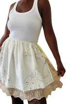Upcycled Embroidered Cotton Strapless Top/Skirt