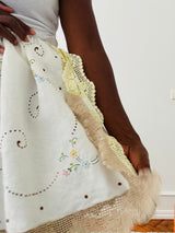 Upcycled Embroidered Cotton Strapless Top/Skirt