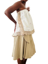 Upcycled Embroidered Cotton Strapless Top/Skirt