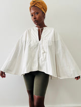 Edwardian White Cotton Poncho Top