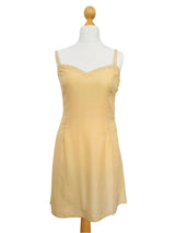 Beige Silk Slipdress w/Crystal Rhinestone Strap Detail