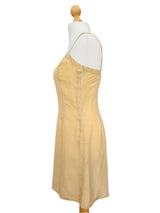 Beige Silk Slipdress w/Crystal Rhinestone Strap Detail