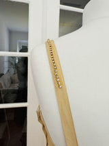 Beige Silk Slipdress w/Crystal Rhinestone Strap Detail