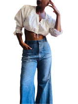 Vintage Unisex High Waisted Military Bell Bottom Jeans