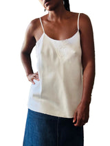 Valentino White Silk Embroidered Camisole