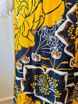 Vintage Printed Floral Print Silk Maxi Skirt