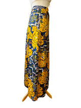 Vintage Printed Floral Print Silk Maxi Skirt
