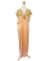 Vintage 1940s Blush Silk Slip Dress w/Beige Lace Trim