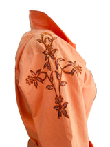 40s/50s Peach Cotton Shirtwaist Dress with Embroidered Details