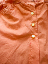40s/50s Peach Cotton Shirtwaist Dress with Embroidered Details