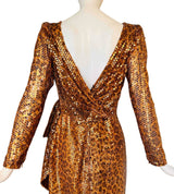 Vintage 1980's Mignon for Saks Fifth Avenue Leopard Sequin Print Gown