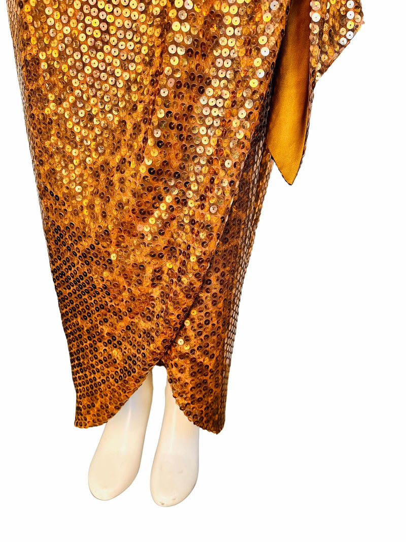 Vintage 1980's Mignon for Saks Fifth Avenue Leopard Sequin Print Gown