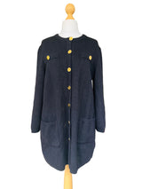 1980's Yves Saint Laurent  Black Knit Cardigan w/Gold Logo Buttons