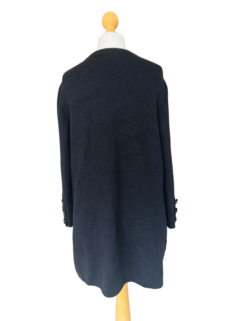 1980's Yves Saint Laurent  Black Knit Cardigan w/Gold Logo Buttons
