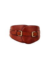 Wide Brown Leather Corset Style Western  Belt