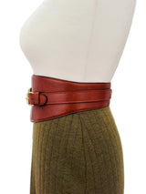 Wide Brown Leather Corset Style Western  Belt