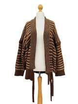 Vintage Escada Brown Wool Drop Shoulder Oversized Cardigan