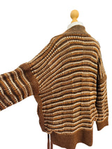 Vintage Escada Brown Wool Drop Shoulder Oversized Cardigan