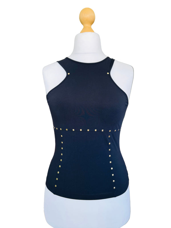 Claude Montana Black Studded Tank Top
