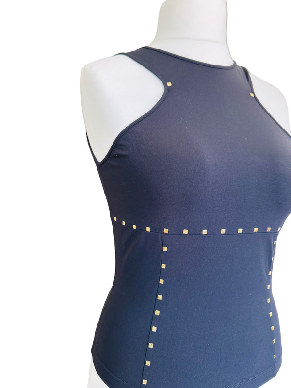 Claude Montana Black Studded Tank Top