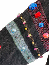 Krizia Black Wool Angora Wool Sweater Dress w/Multicolor Beading
