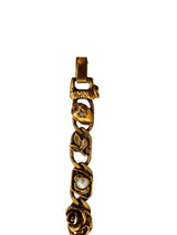 1930's Goldtone Bracelet w/Multicolor Stones and Motifs