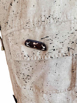 1980's/90's Beige Printed Silk Safari Inspired Cargo Skirt