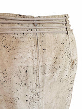1980's/90's Beige Printed Silk Safari Inspired Cargo Skirt