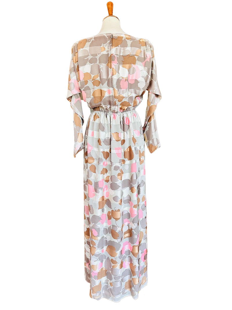1980's Umi Collections by Anne Crimmins Floral Print Silk Gown