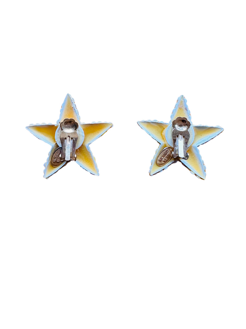 Vintage Richard Kerr White Pavé Star Earrings