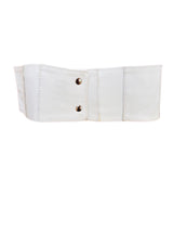 Vintage Wide White Leather Belt w/Crystal Rhinestone Detailed Band