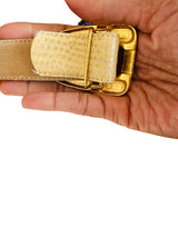 Vintage Ivory Snakeskin Belt w/ Gold Buckle