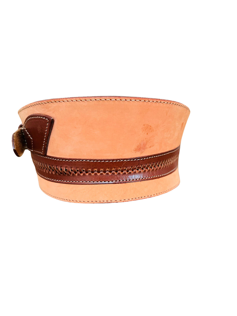 Vintage Linea Pelle Brown Nubuck Leather "Corset" Belt
